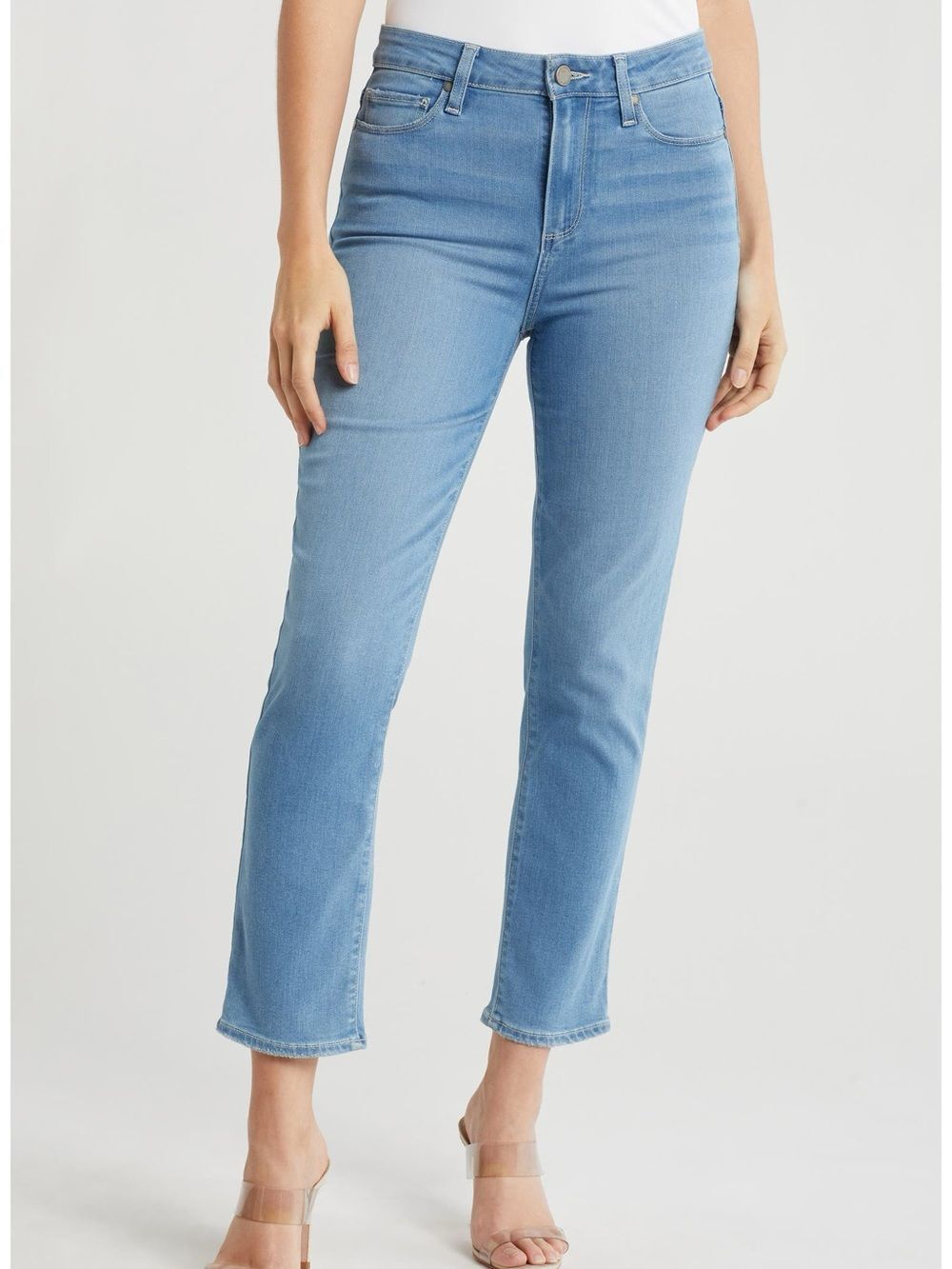 PAIGE Hoxton Slim Crop Denim Jeans in a Light/Med Wash Size 30 MSRP $225